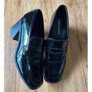 Marc Fisher Women's Black Block Heel Loafers Size 8.5